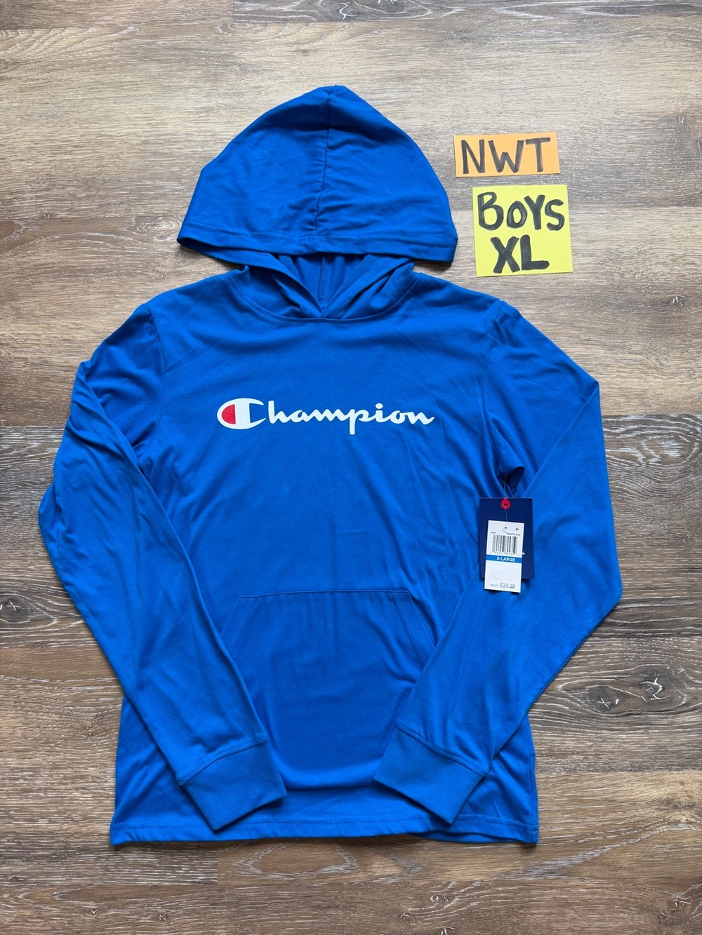 NWT Champion Boys' XL Blue Hooded Pullover Sweatshirt
